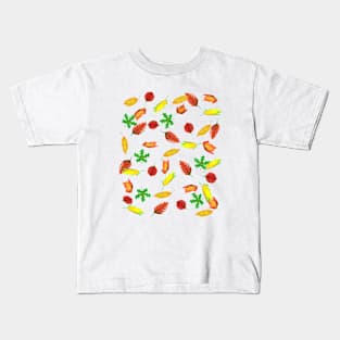 Loose Fall Leaves (White Background) Kids T-Shirt